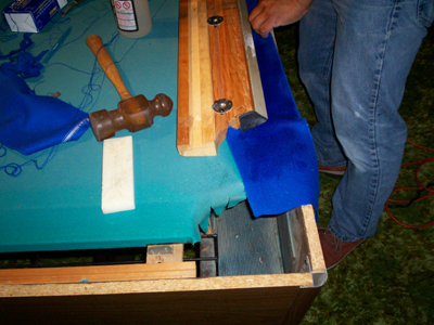 side pockets of the pool table